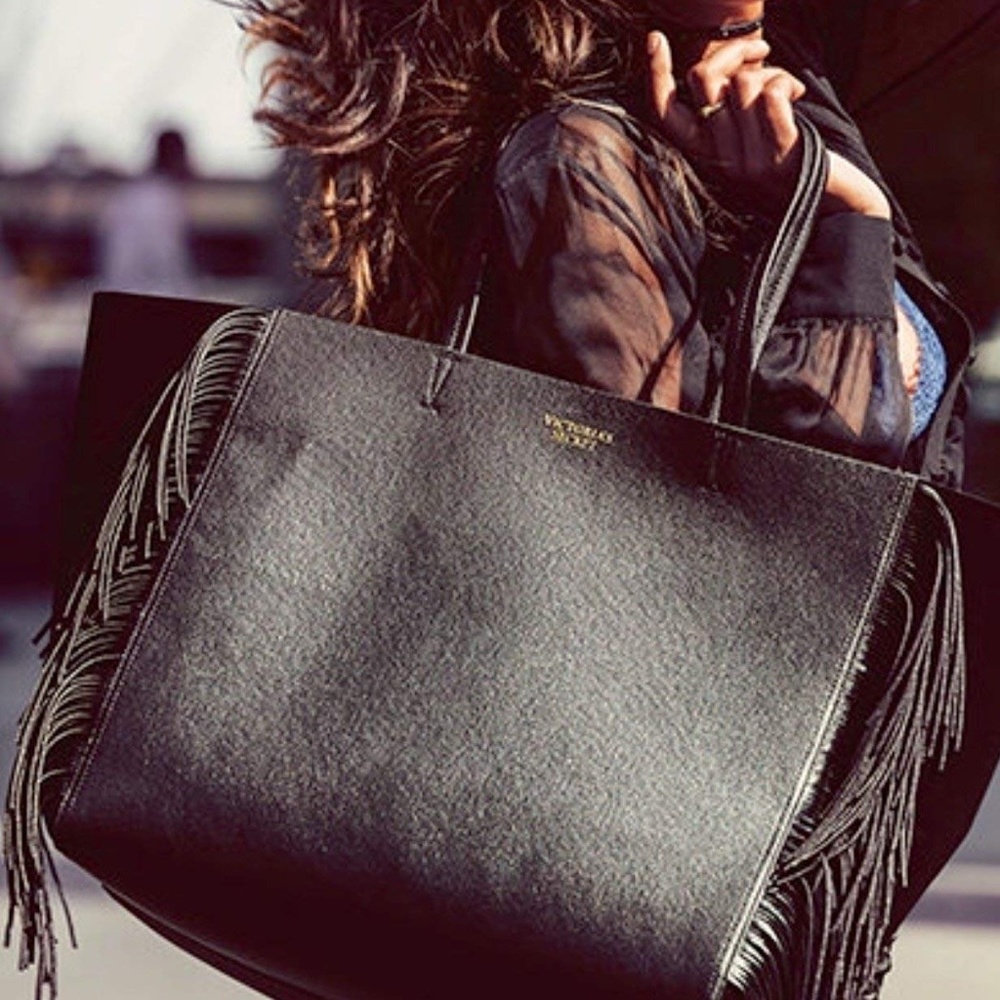 Victoria's Secret Black Fringe Tote